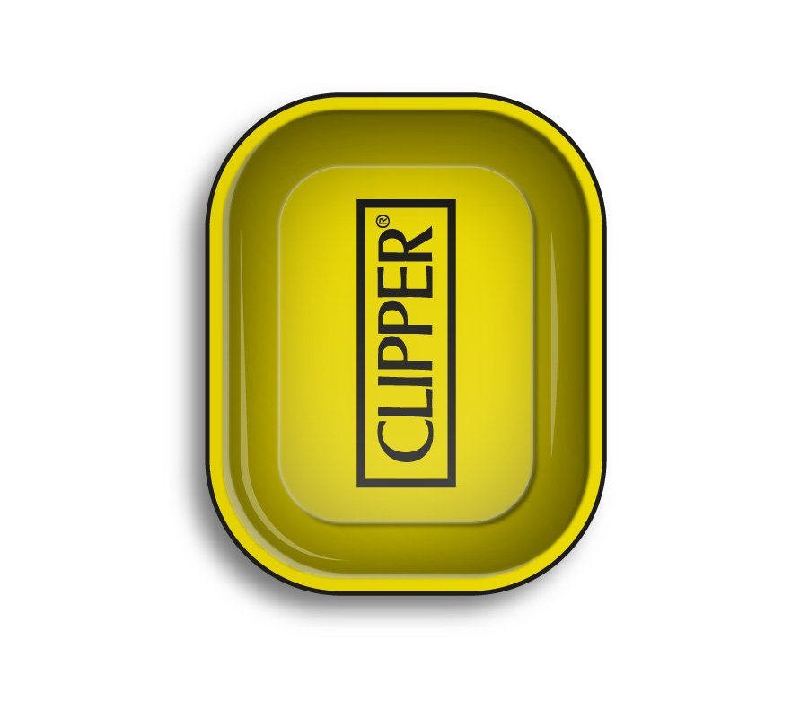 B4 FIRE-FLOW™ Metal Rolling Tray Clipper Logo Yellow (140 mm x 180 mm)