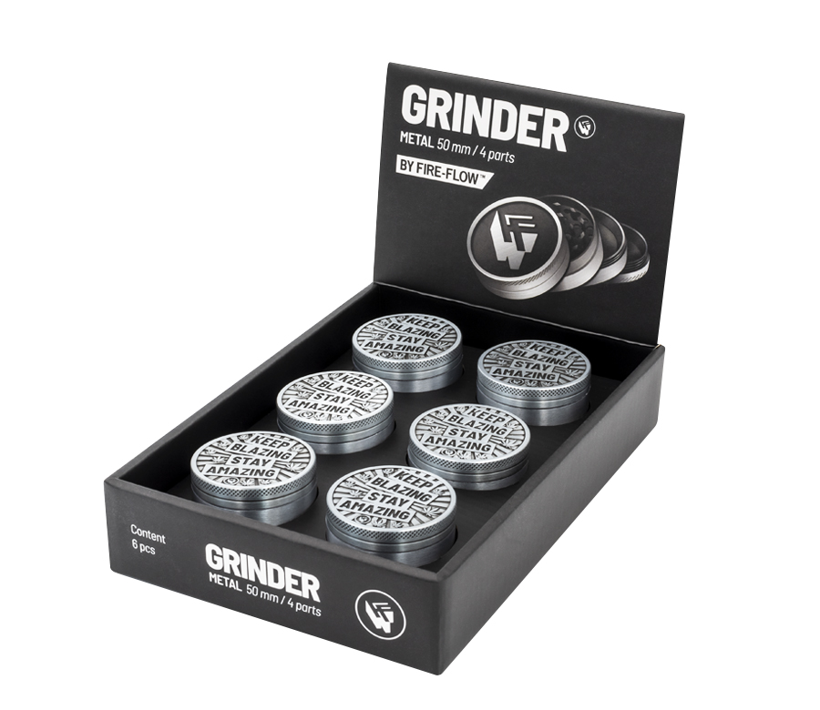 B6 FIRE-FLOW™ Metal Grinder Silver Keep Blazing (⌀50 mm / 4-parts)