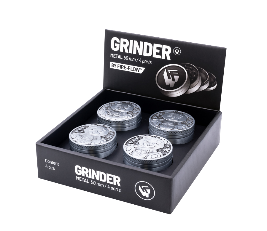 B4 FIRE-FLOW™ Metal Grinder Silver 420 Teddy (⌀50 mm / 4-parts)