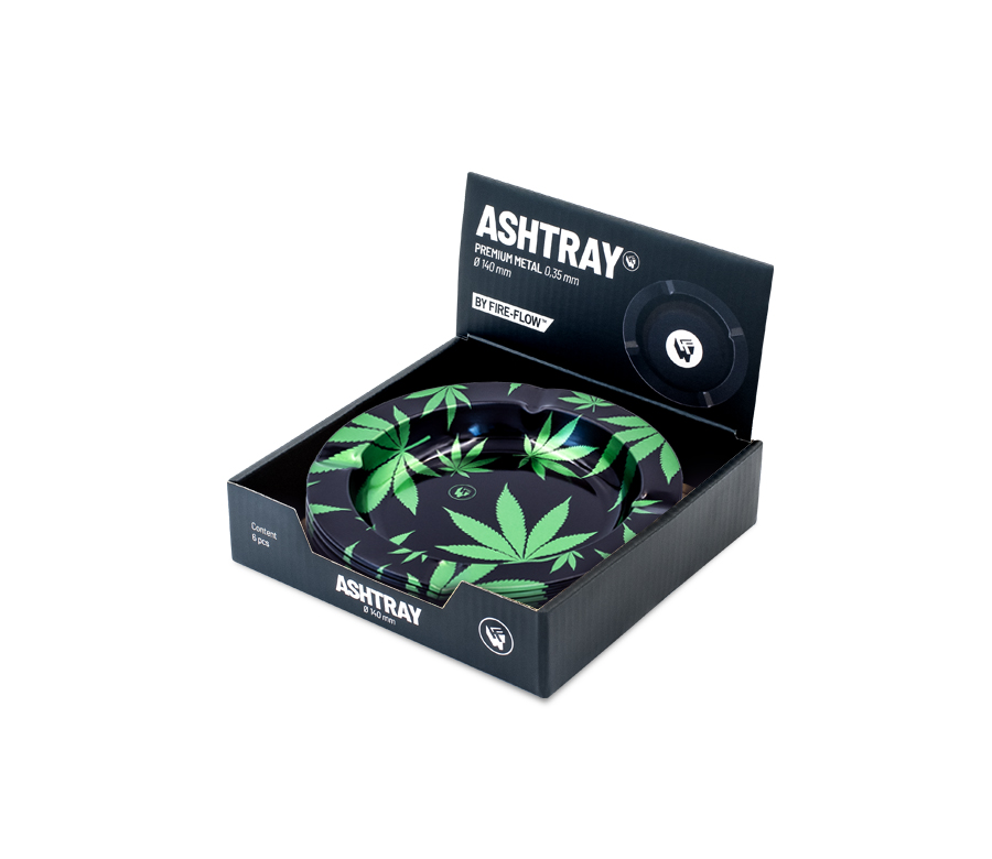 B6 FIRE-FLOW™ Metal Ashtray Leaves Green metallic (⌀135 mm)