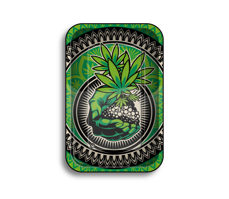 B6 FIRE-FLOW™ Metal Rolling Tray Grass Art 2 (275 mm x 175 mm)