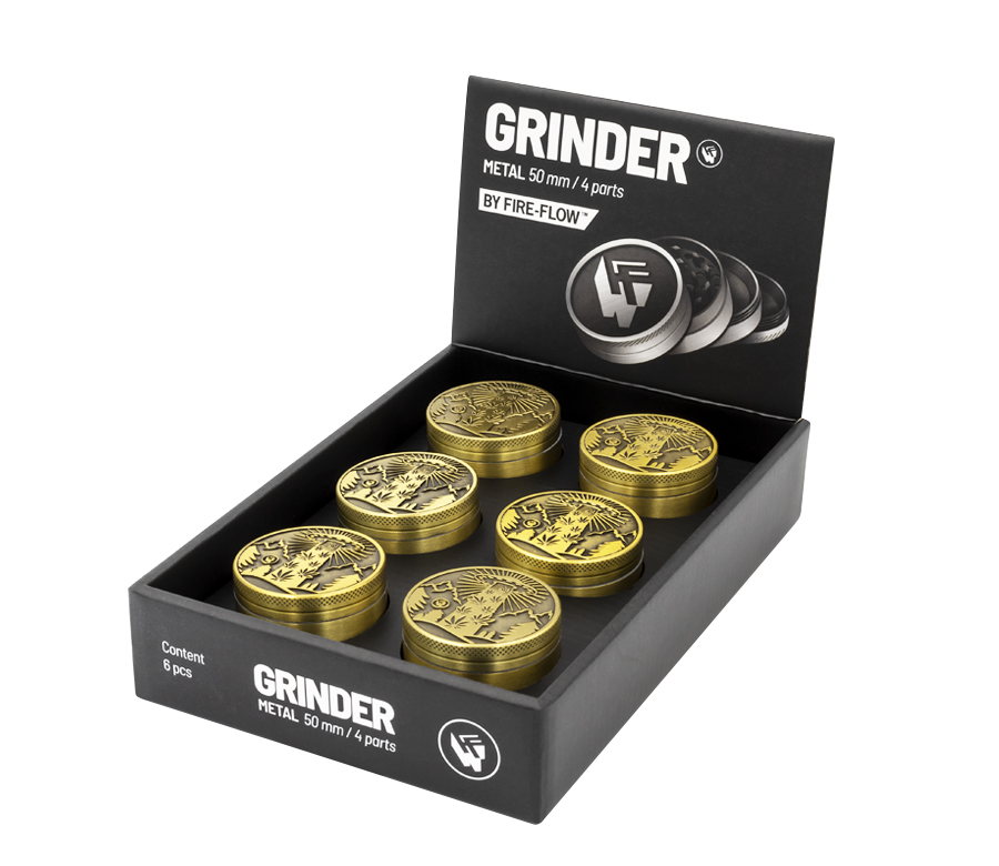 B6 FIRE-FLOW™ Metal Grinder Gold 420 Aliens (⌀50 mm / 4-parts)
