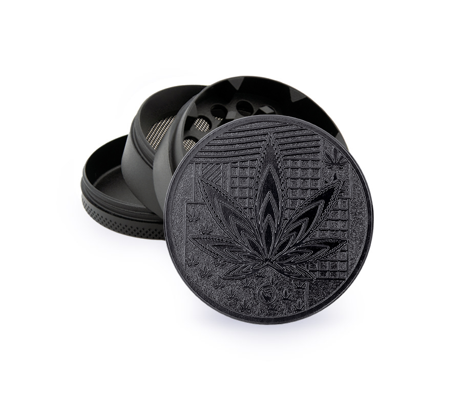 B4 FIRE-FLOW™ Metal Grinder Black Leaves 36 (⌀50 mm / 4-parts)
