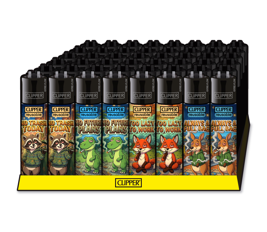 Feuerzeug-Set, Clipper-Feuerzeuge, wiederbefüllbar, Tiermotive, Kunststoffgehäuse