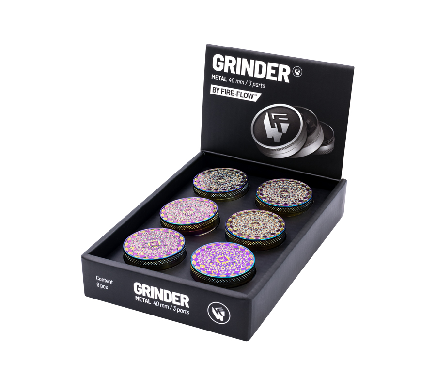 B6 FIRE-FLOW™ Metal Grinder Icy Leaf Pattern (⌀40 mm / 3-parts)