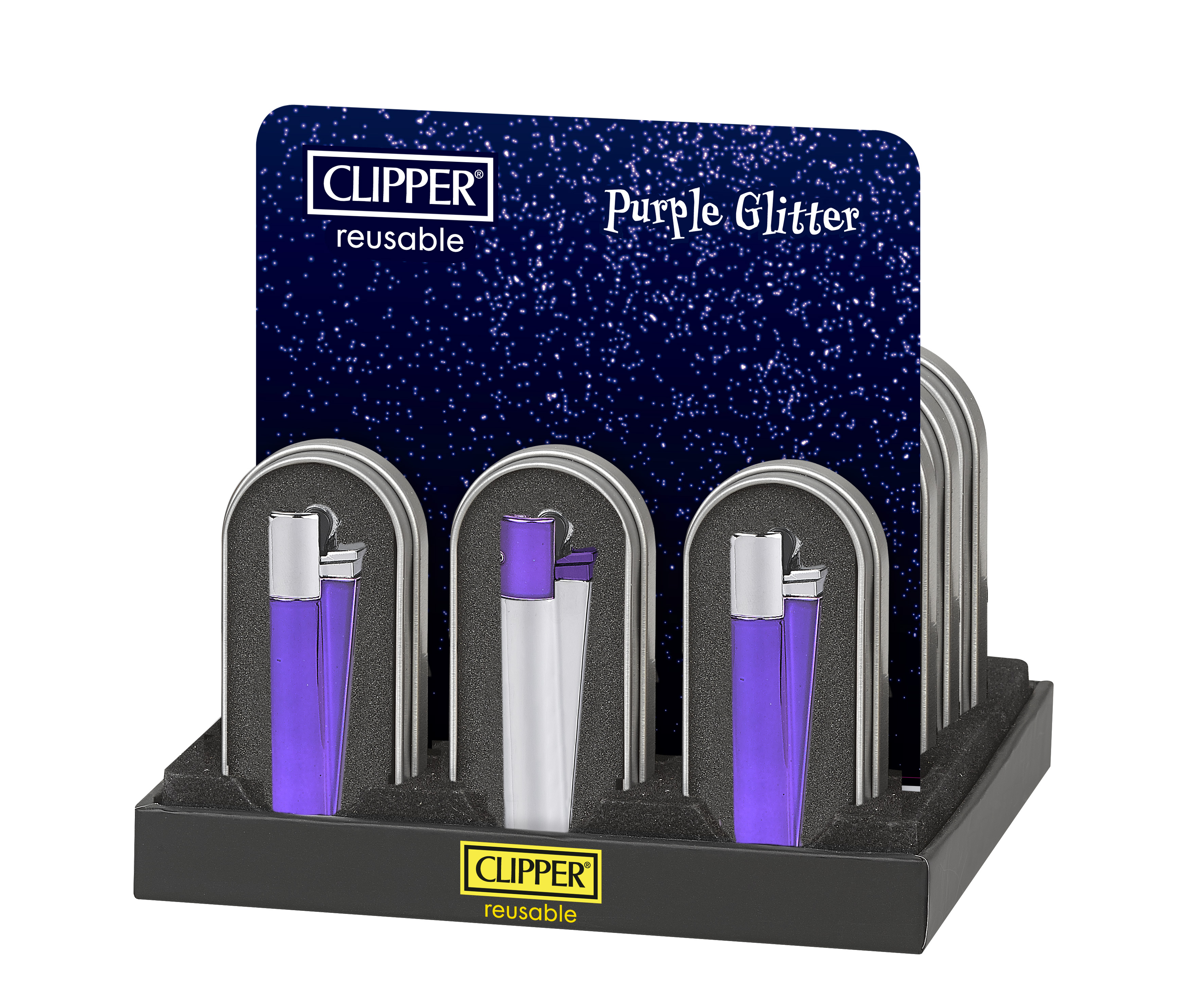 B12 CLIPPER CLASSIC Metal Large Purple Glitter