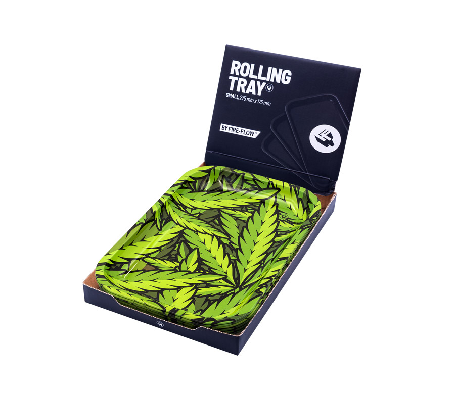 B6 FIRE-FLOW™ Metal Rolling Tray Leaves 33 Green (275 mm x 175 mm)