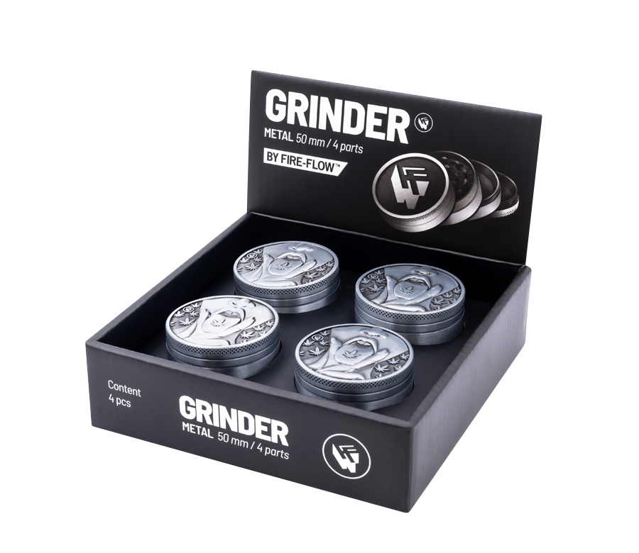 B4 FIRE-FLOW™ Metal Grinder Silver 420 Girl (⌀50 mm / 4-parts)