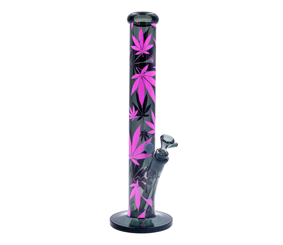 B1 FIRE-FLOW™ x BLACK LEAF® Cylinder Bong LEAVES PINK (400 mm x 51 mm)