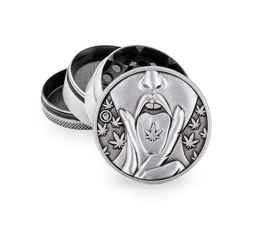 B4 FIRE-FLOW™ Metal Grinder Silver 420 Girl (⌀50 mm / 4-parts)