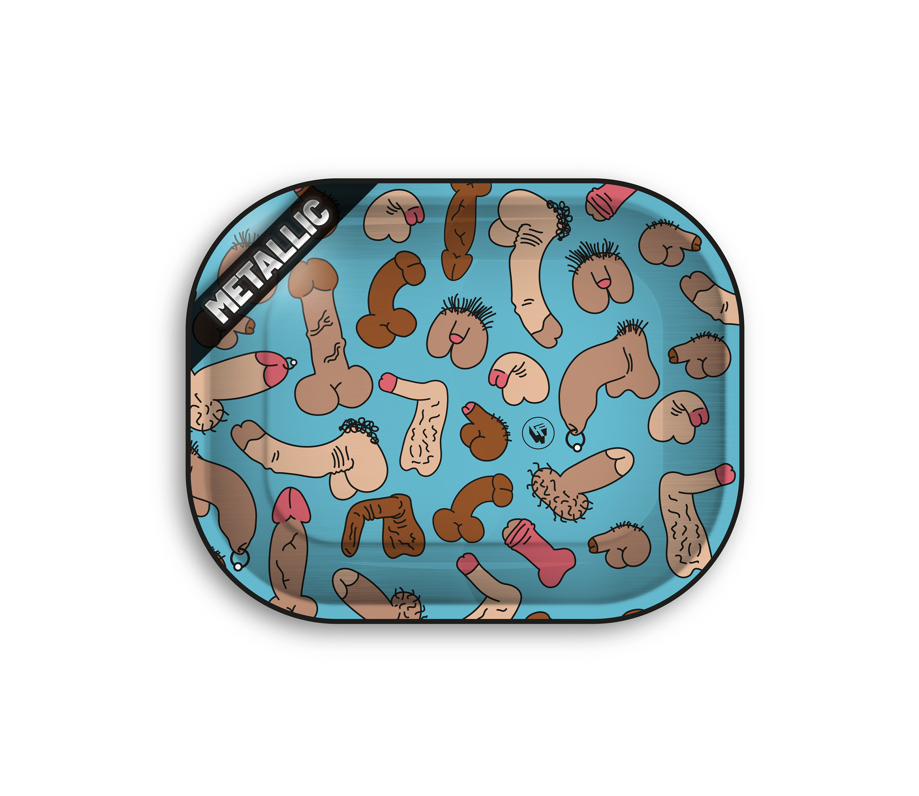 B4 FIRE-FLOW™ Metal Rolling Tray Dick Pattern Metallic (140 mm x 180 mm) 