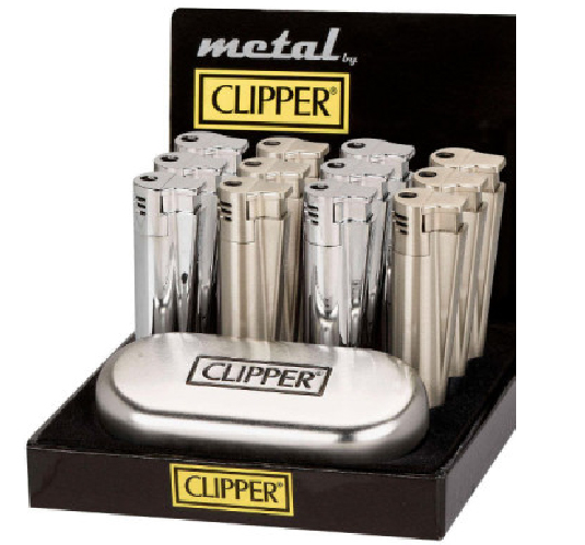 B12 CLIPPER CLASSIC Metal Large Jet Flame Silver