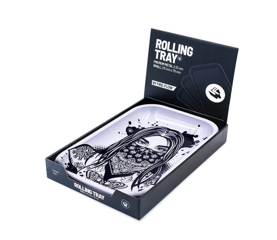 B4 FIRE-FLOW™ Metal Rolling Tray Tattoo Girl 1/4 (275 mm x 175 mm)