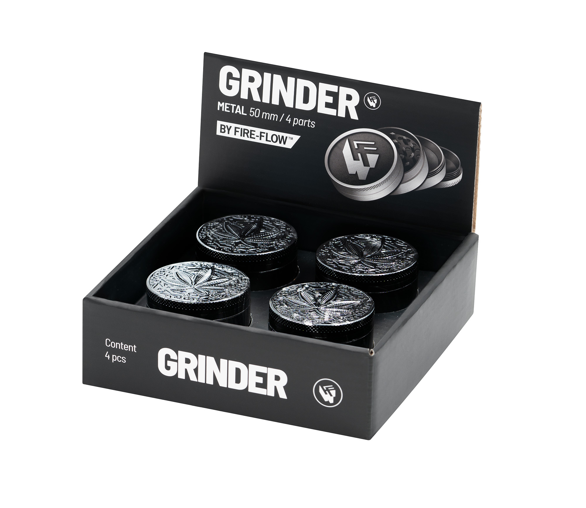 B4 FIRE-FLOW™ Metal Grinder Carbon Trance Leaf (⌀50 mm / 4-parts) 