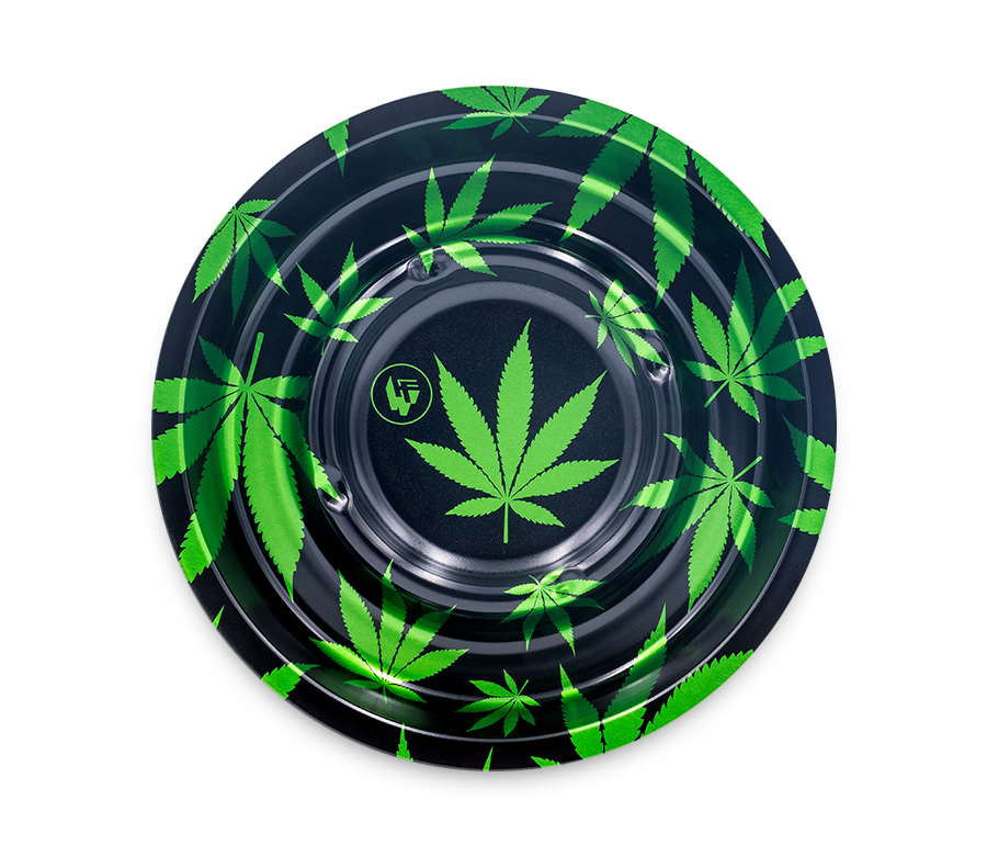 B4 FIRE-FLOW™ Metal Coffeeshop Ashtray Leaves Green (⌀160 mm)
