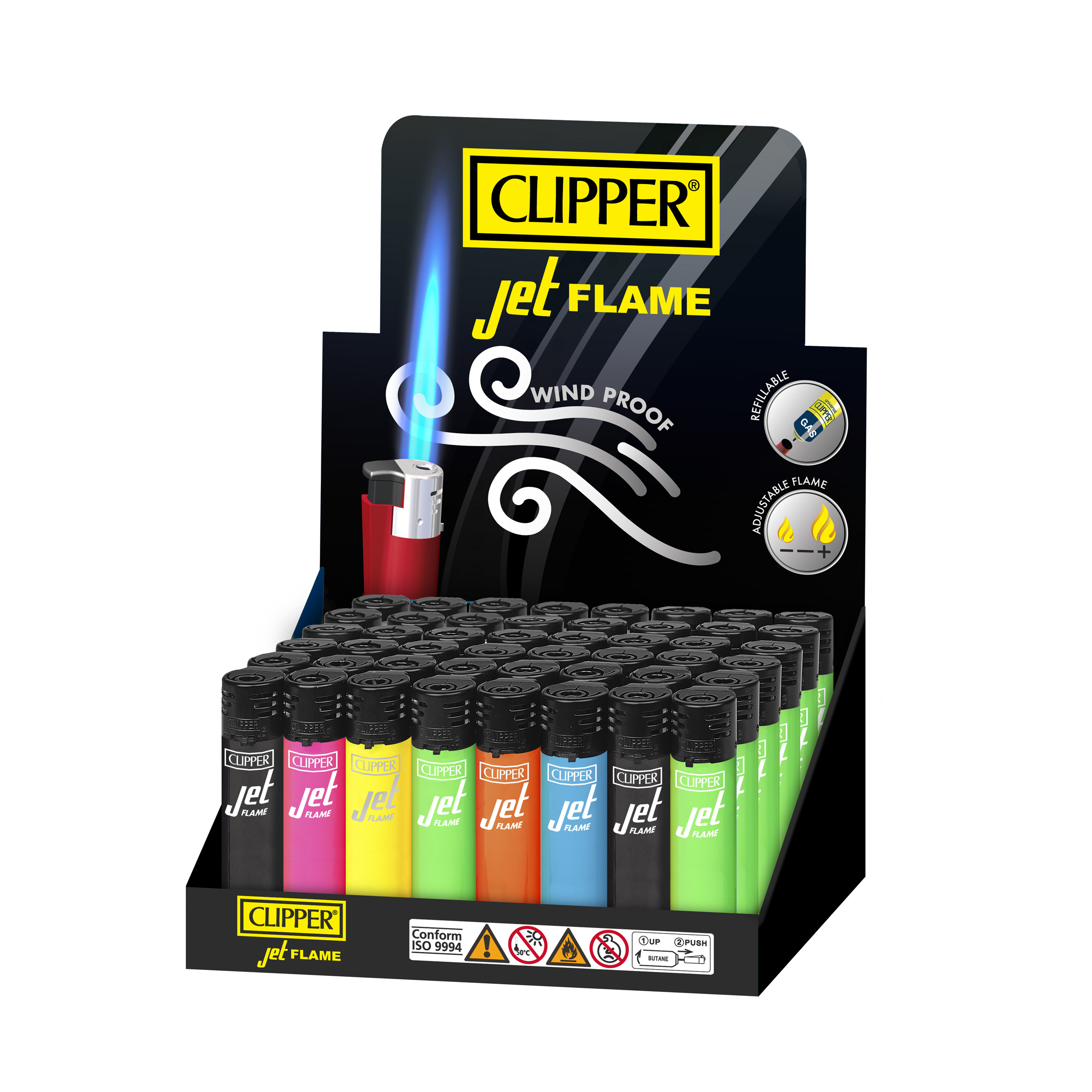B48 CLIPPER CLASSIC Large Jet Flame Shiny Assorted