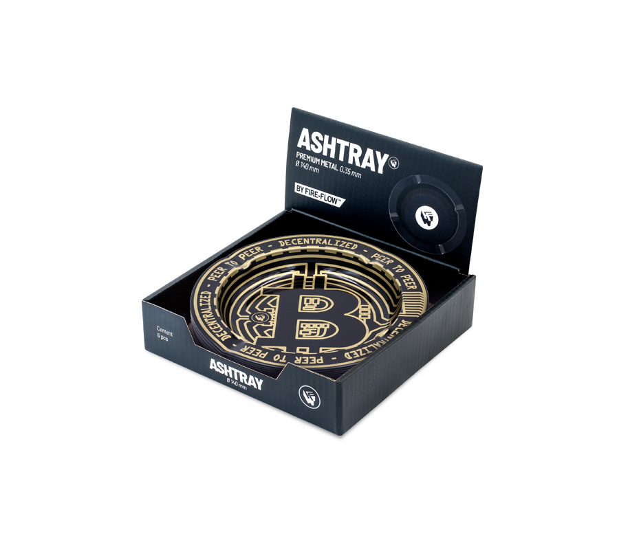 B6 FIRE-FLOW™ Metal Ashtray Bitcoin metallic (⌀135 mm)