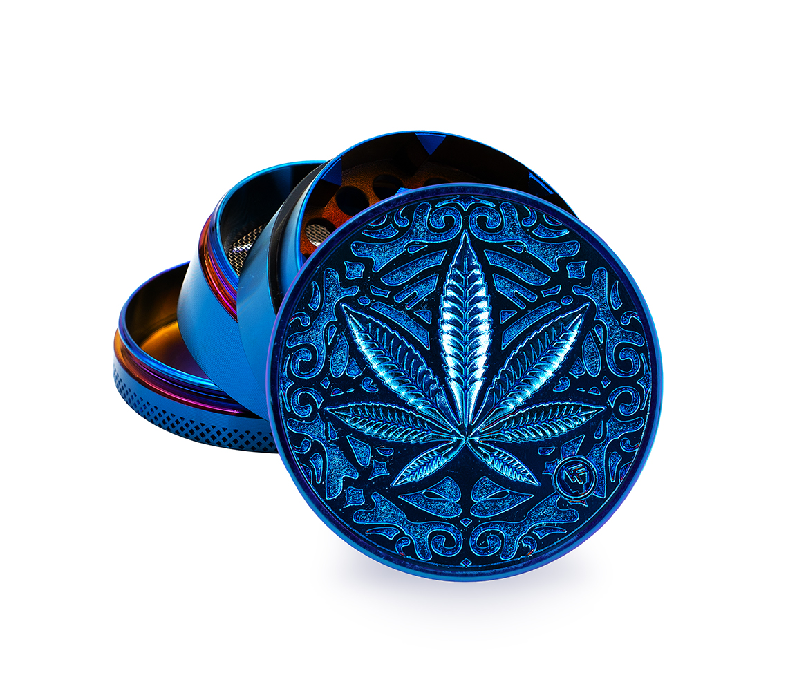 B4 FIRE-FLOW™ Metal Grinder Icy Blue Trance Leaf (⌀50 mm / 4-parts) 
