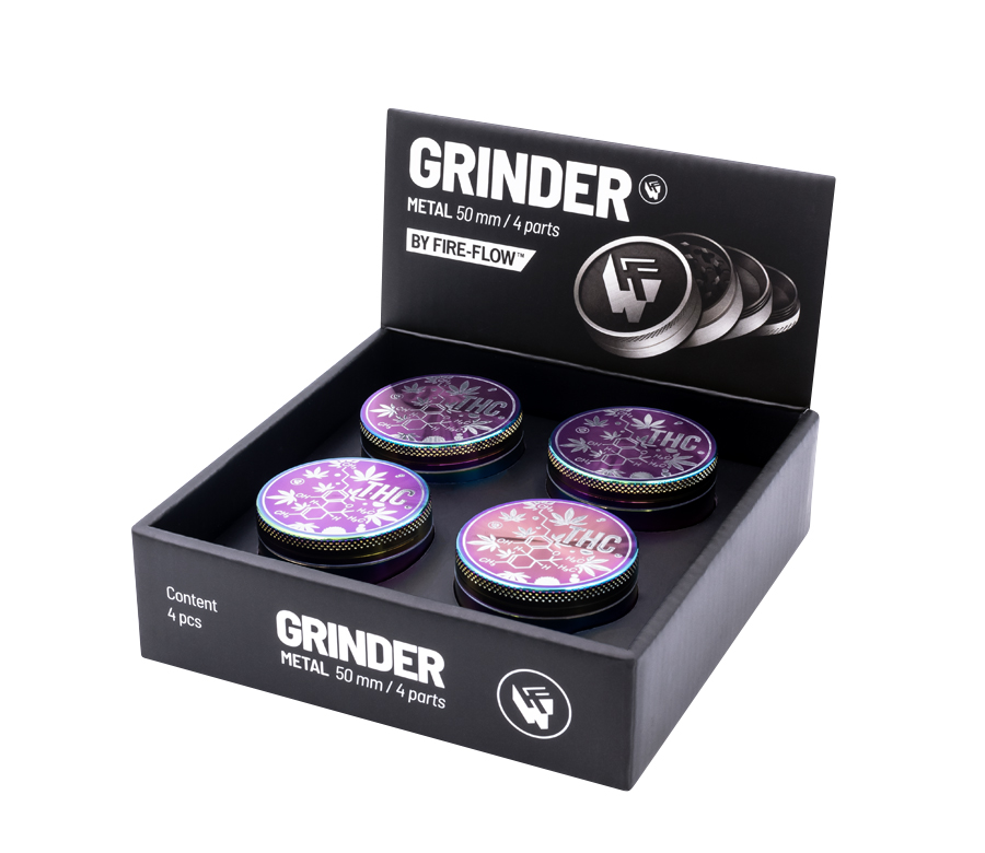 B4 FIRE-FLOW™ Metal Grinder Icy THC Molecule (⌀50 mm / 4-parts)