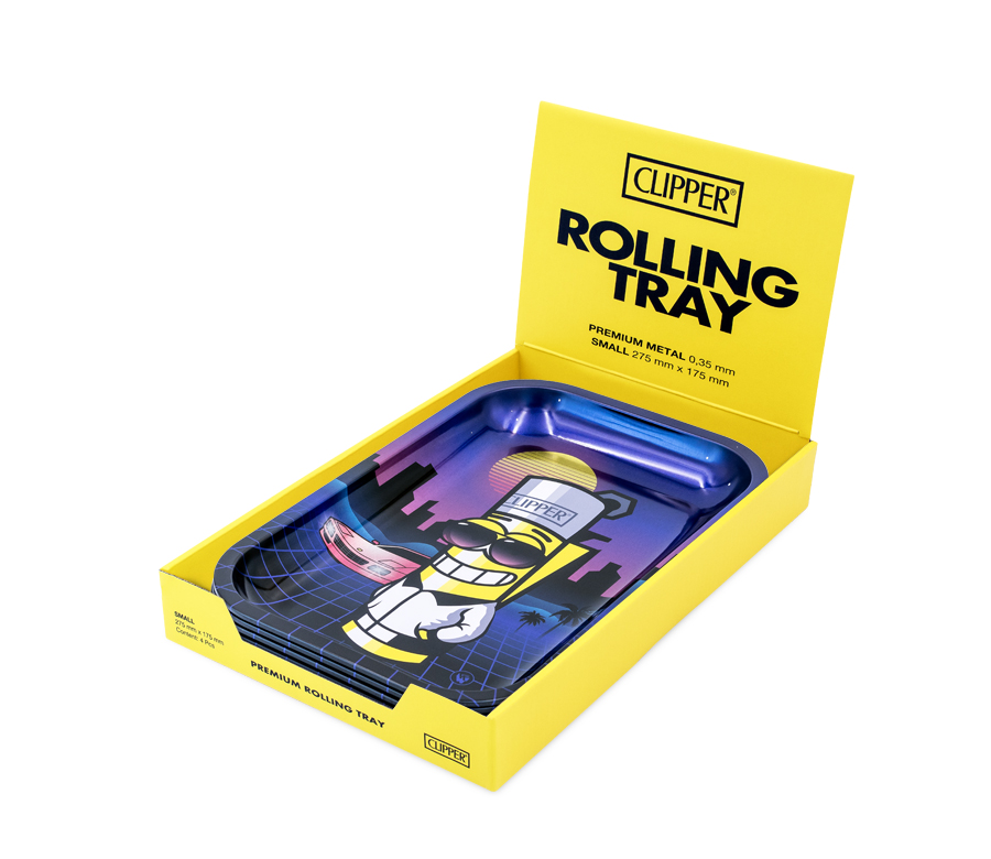 B4 FIRE-FLOW™ Metal Rolling Tray Clipperman Retrowave (275 mm x 175 mm)