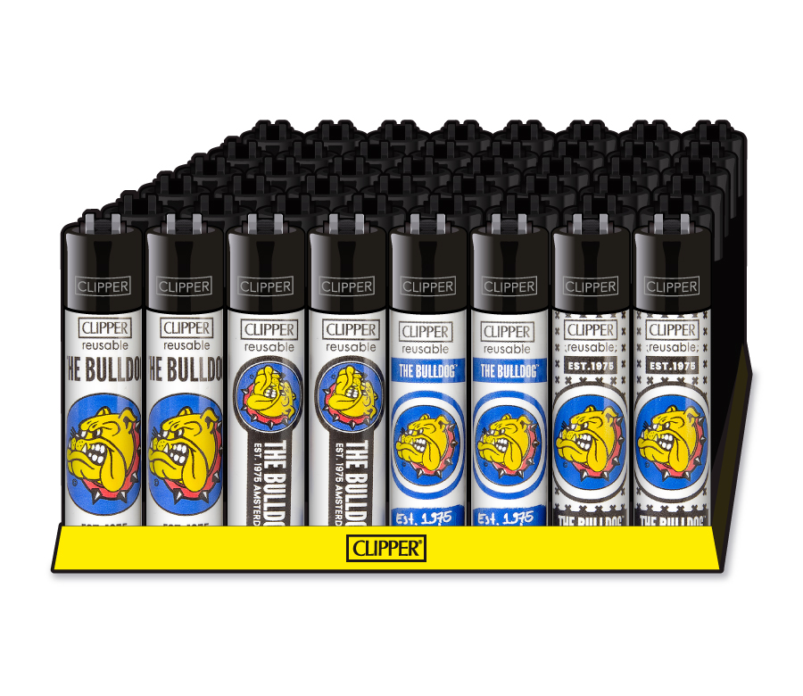 Feuerzeug, Clipper Feuerzeug, Buntes Lighter-Set,  Bulldog-Design, nachfüllbar?