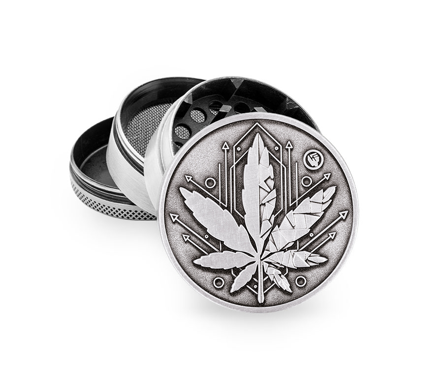 B4 FIRE-FLOW™ Metal Grinder Silver Geometrical Leaf (⌀50 mm / 4-parts)