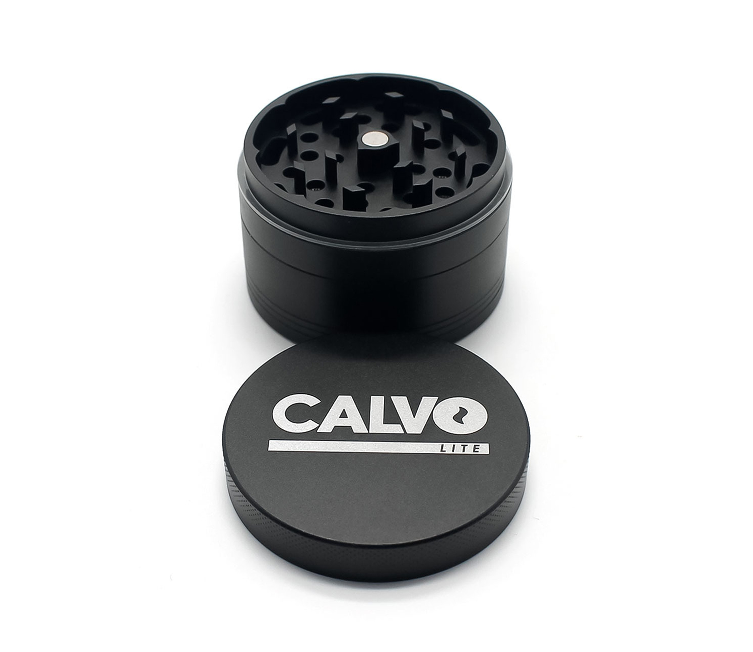 grinder, grinder lid, calvo lite, metal grinder, herb grinder