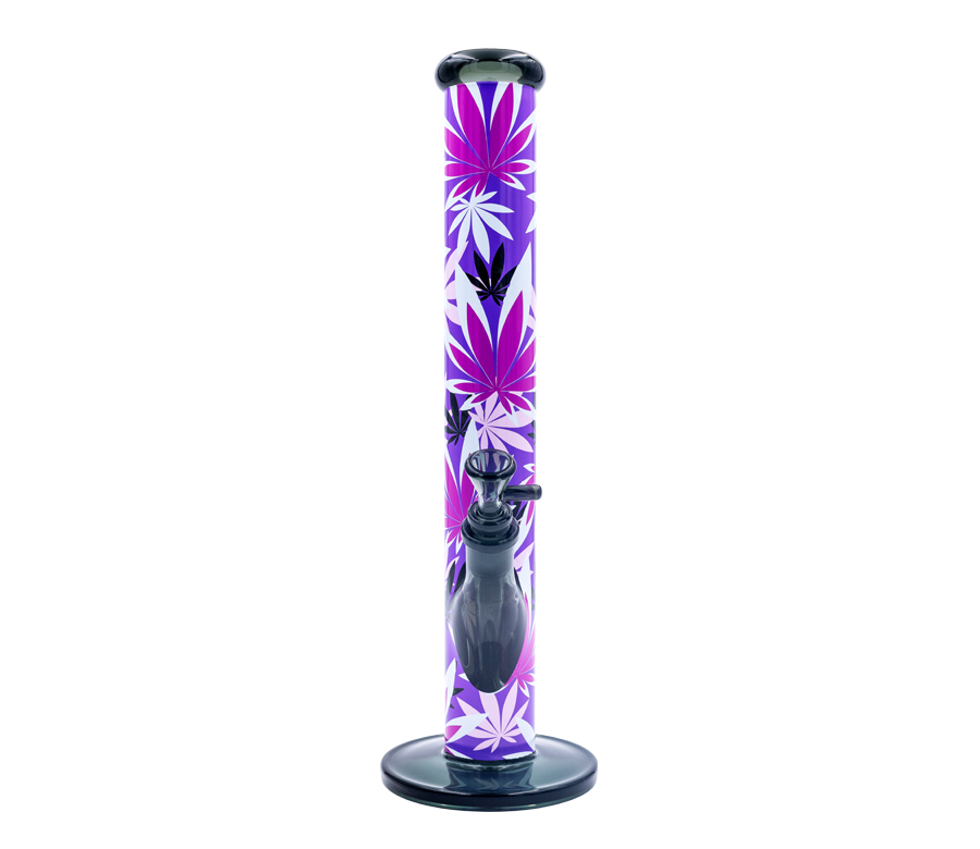 B1 FIRE-FLOW™ x BLACK LEAF® Cylinder Bong PINK LEAVES (400 mm x 51 mm)
