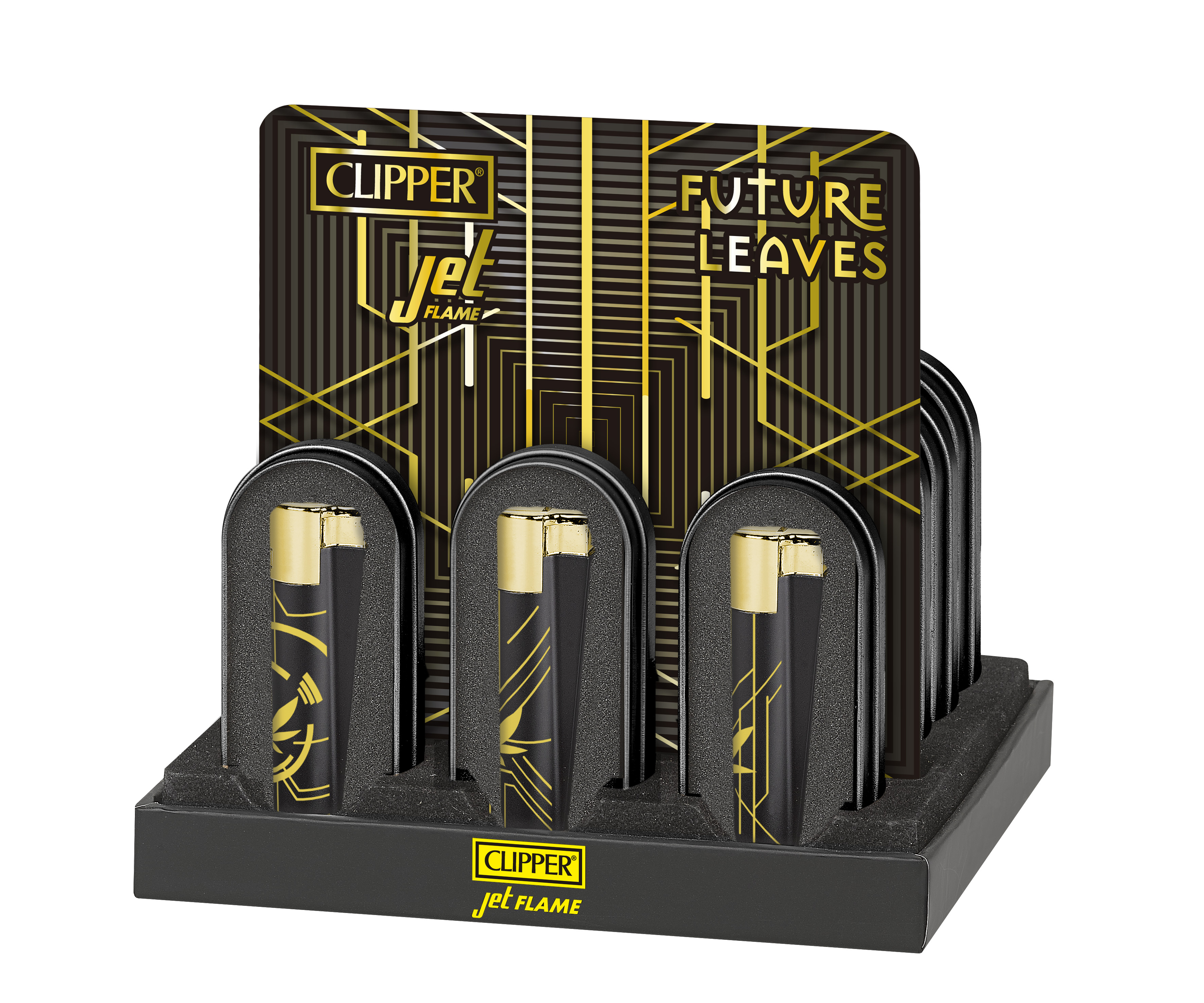 B12 CLIPPER CLASSIC Metal Large Jet Flame Metal Future Leaves 