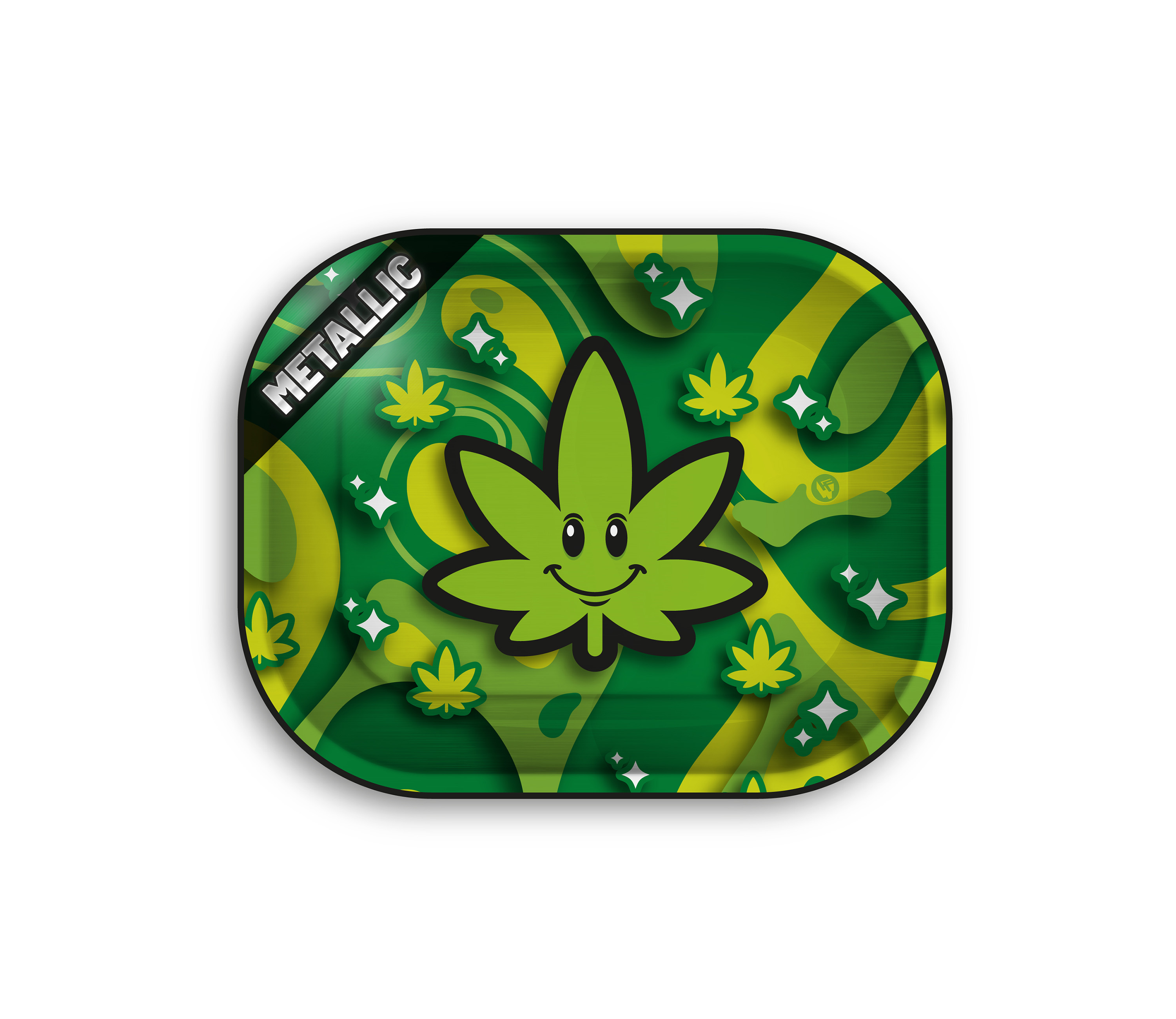 B4 FIRE-FLOW™ Metal Rolling Tray Happy Leaf Metallic (140 mm x 180 mm)