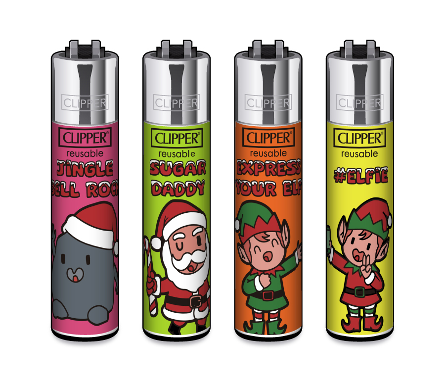 nachfüllbare Feuerzeuge, Kunststoff, Weihnachtsmotive, bunt