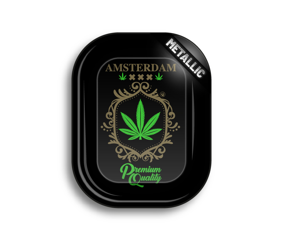 B4 FIRE-FLOW™ Metal Rolling Tray Adam Leaf Gold (140 mm x 180 mm)