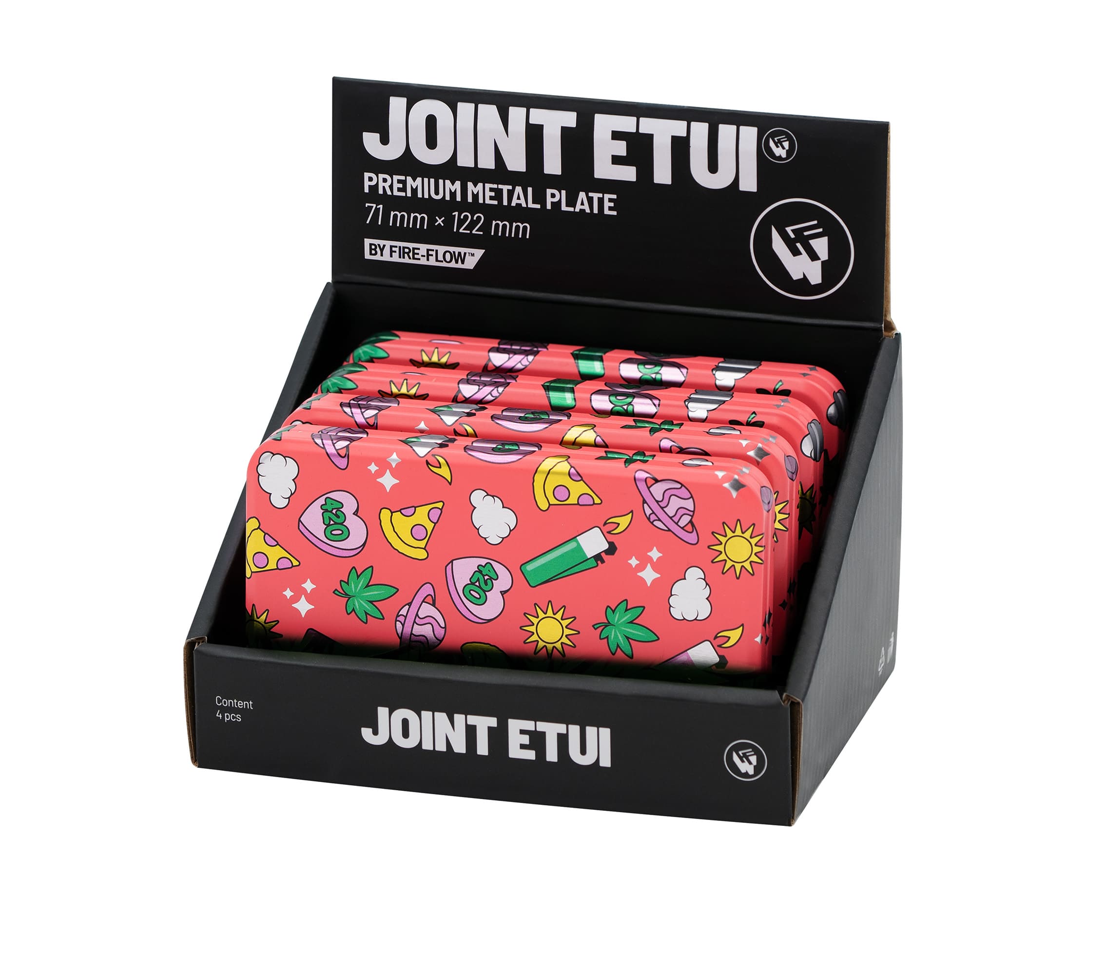 Metallplatte, Joint Etui, rosa Muster, vier Teile, kompakte Hülle