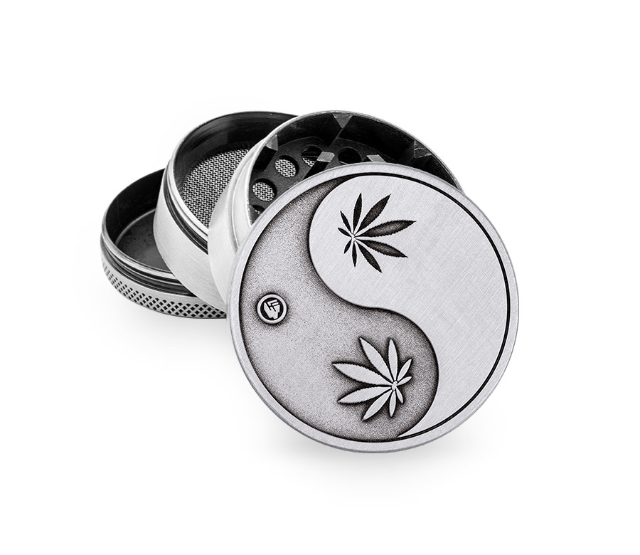 B4 FIRE-FLOW™ Metal Grinder Silver Yin Yang (⌀50 mm / 4-parts)