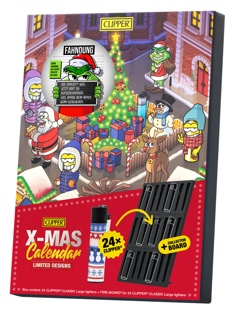 X-mas calendar, Advent calendar, Gläser, Lichter, Weihnachtsmotiven