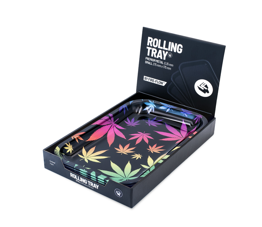 B4 FIRE-FLOW™ Metal Rolling Tray Leaves Gradient (275 mm x 175 mm)
