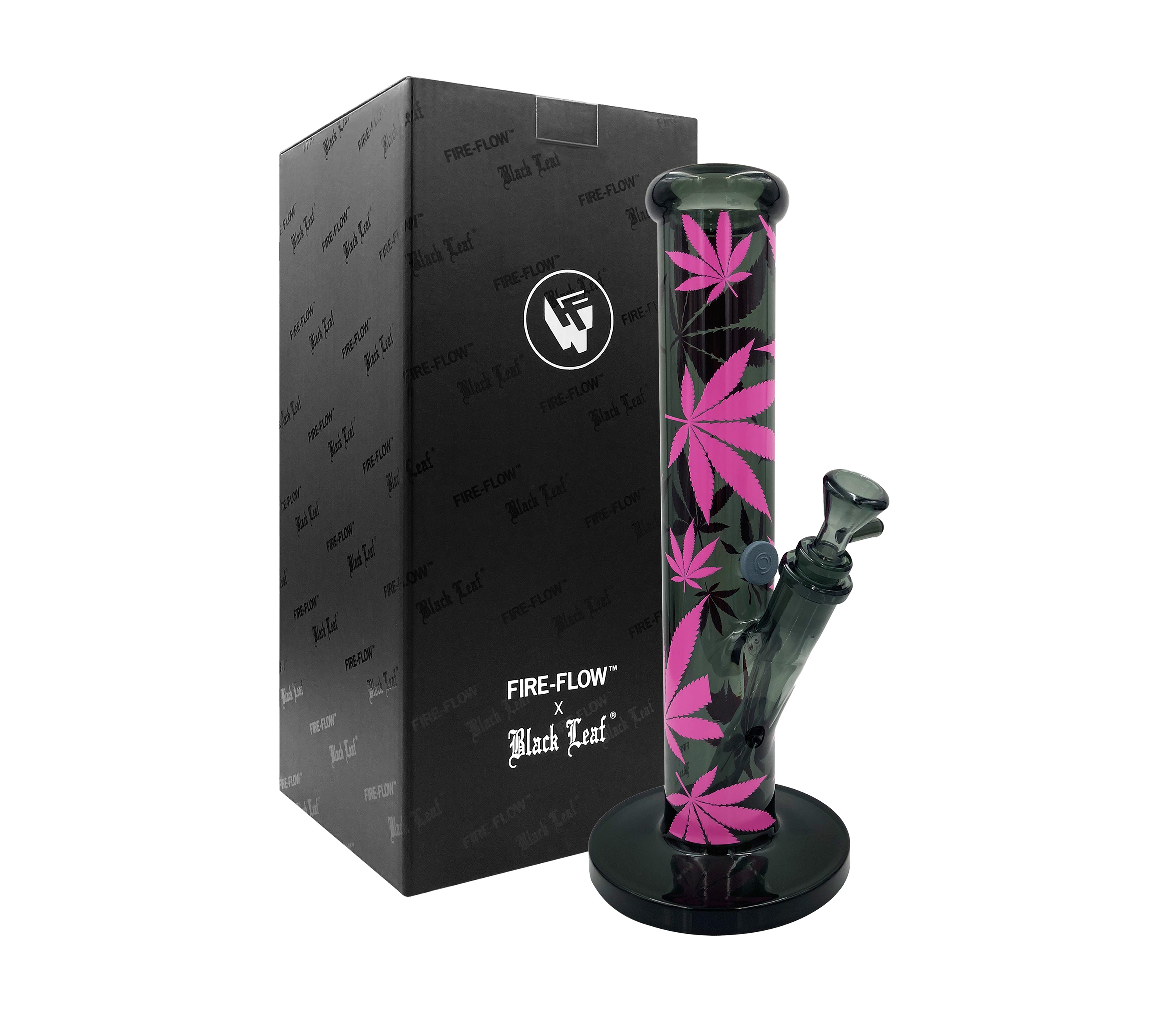 B1 FIRE-FLOW™ x BLACK LEAF® Cylinder Bong LEAVES PINK (300 mm x 50 mm) 