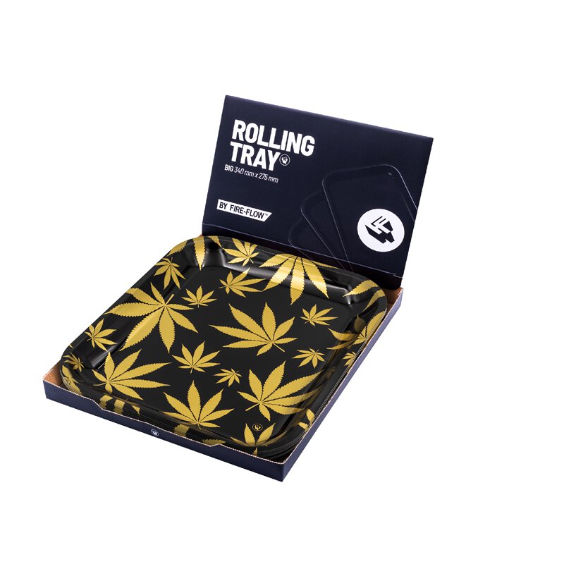B4 FIRE-FLOW™ Metal Rolling Tray Leaves Gold (340 mm x 280 mm)