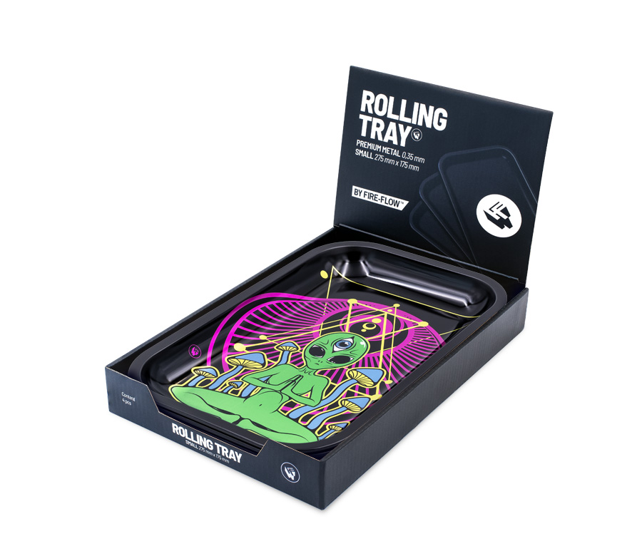 B4 FIRE-FLOW™ Metal Rolling Tray Trippy Alien (275 mm x 175 mm)