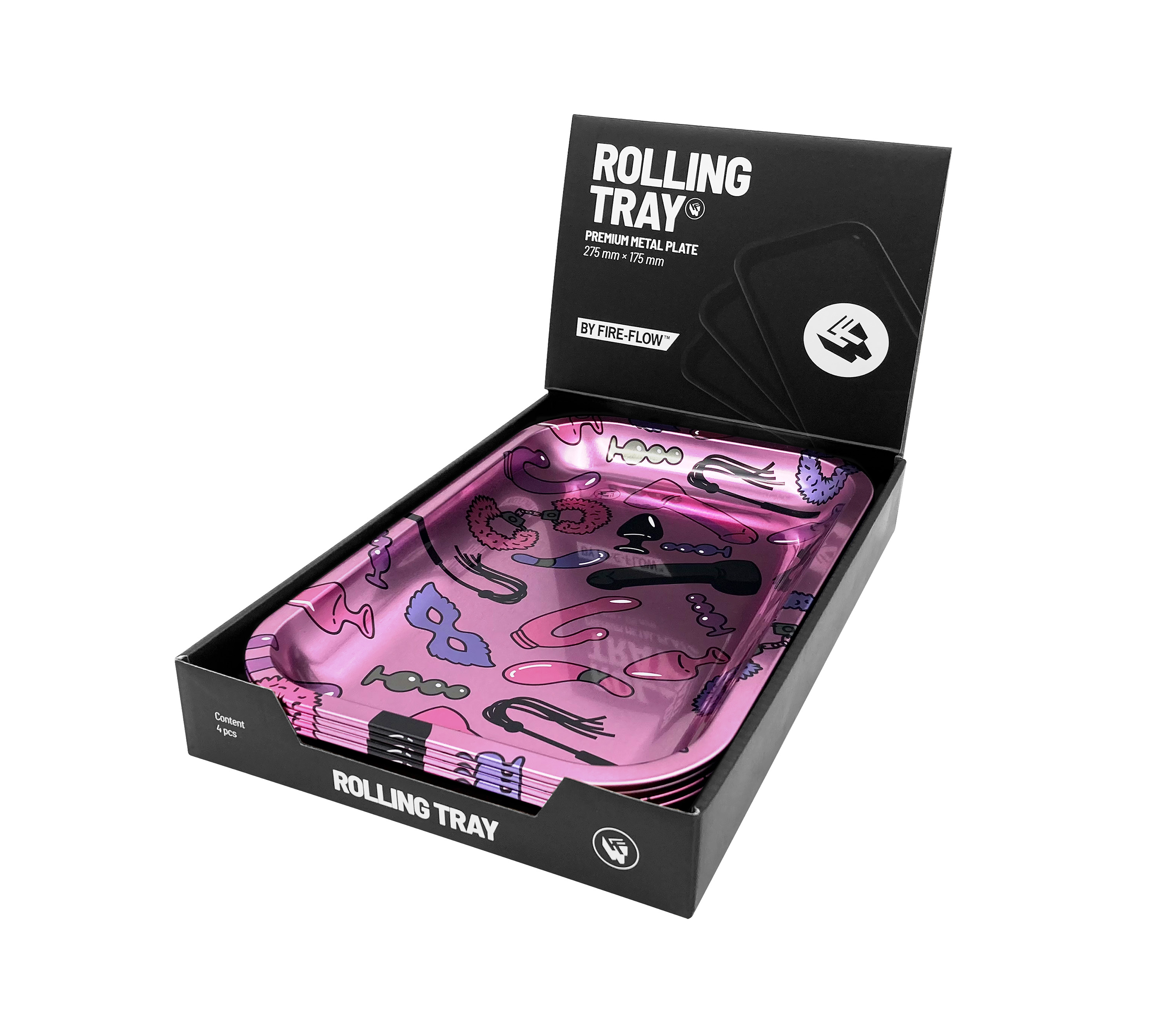 B4 FIRE-FLOW™ Metal Rolling Tray Sex Toy Pattern (275 mm x 175 mm) 