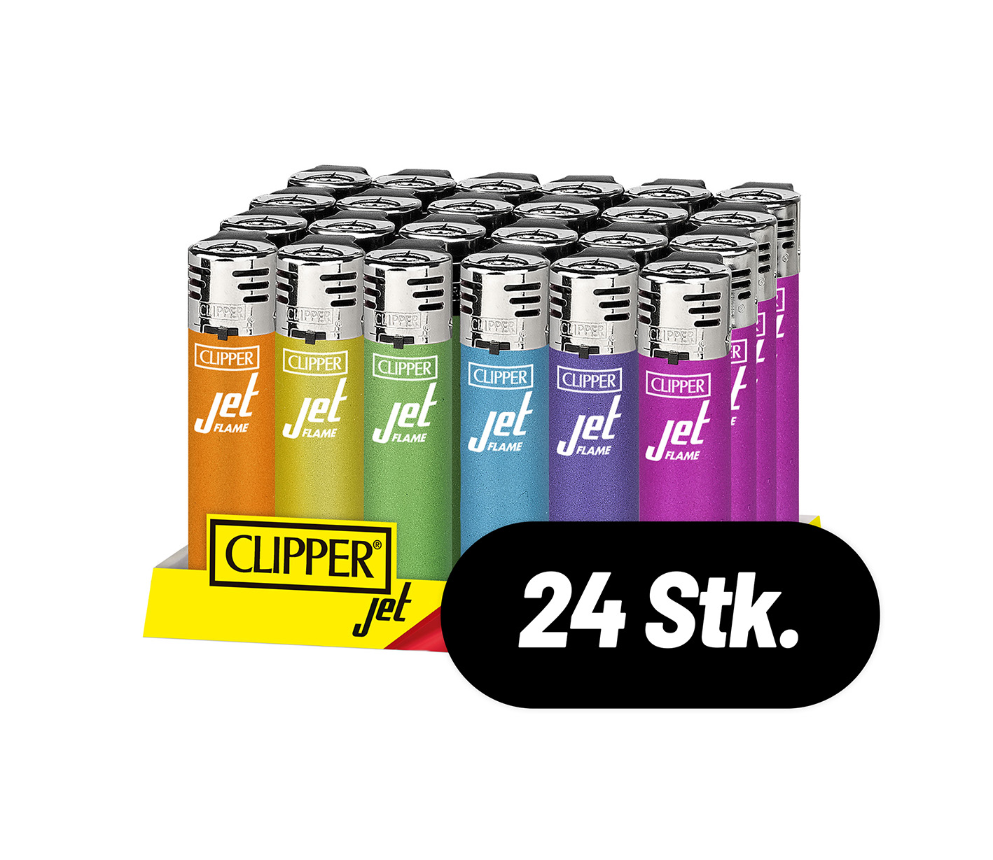 Feuerzeug, Jet Flamme, Tonnenweise Mehrfachpack, Mehrfarbig, 24er Pack, Buntstifte, Jet Flamme, Lighter, Clipper, 24 Stk