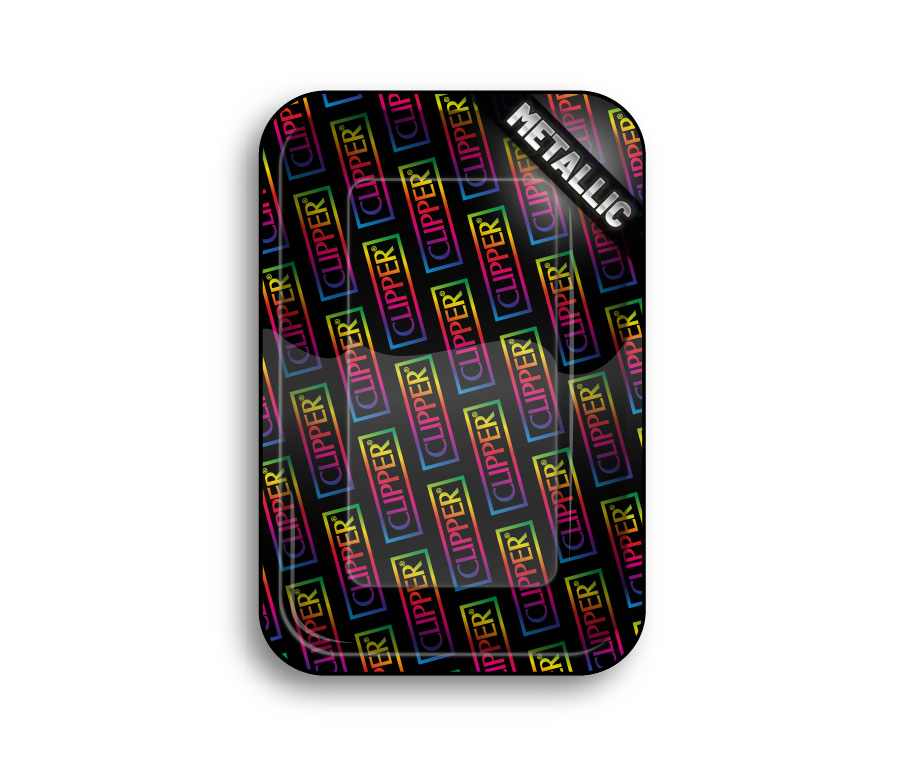 B4 FIRE-FLOW™ Metal Rolling Tray Clipper Logo Rainbow (275 mm x 175 mm)