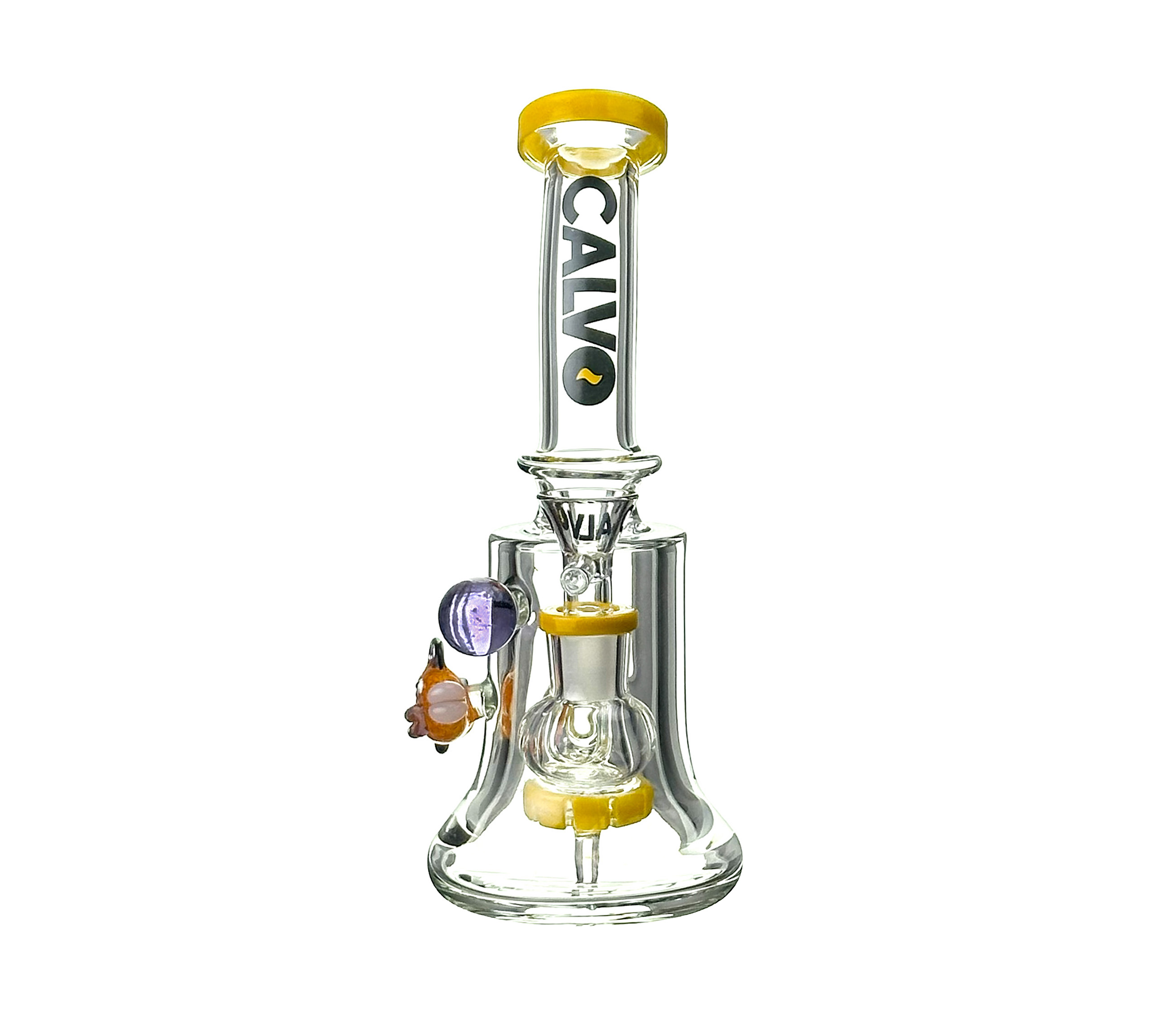 Glass Bong, Beaker Base, Gelbe Akzente, Perkolator, Kleiner Bong