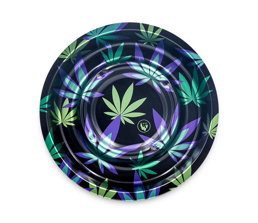 B4 FIRE-FLOW™ Metal Coffeeshop Ashtray Leaves #35 Green (⌀160 mm)