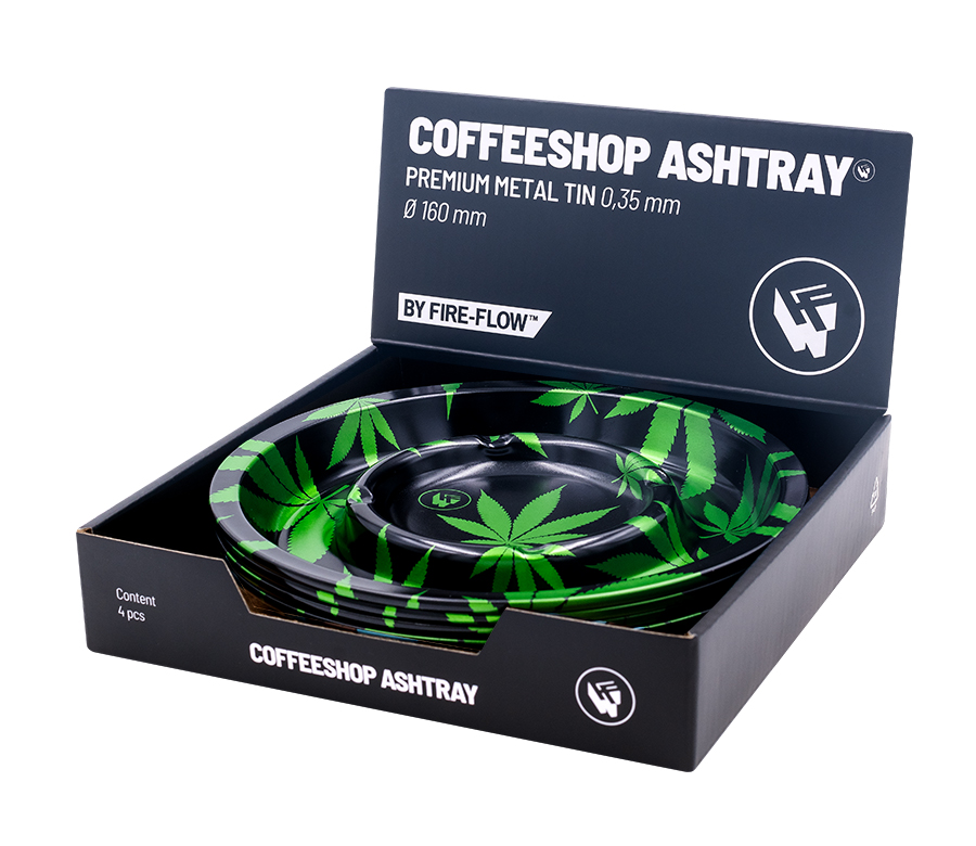 B4 FIRE-FLOW™ Metal Coffeeshop Ashtray Leaves Green (⌀160 mm)