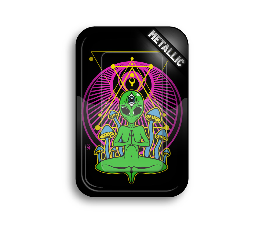 B4 FIRE-FLOW™ Metal Rolling Tray Trippy Alien (275 mm x 175 mm)