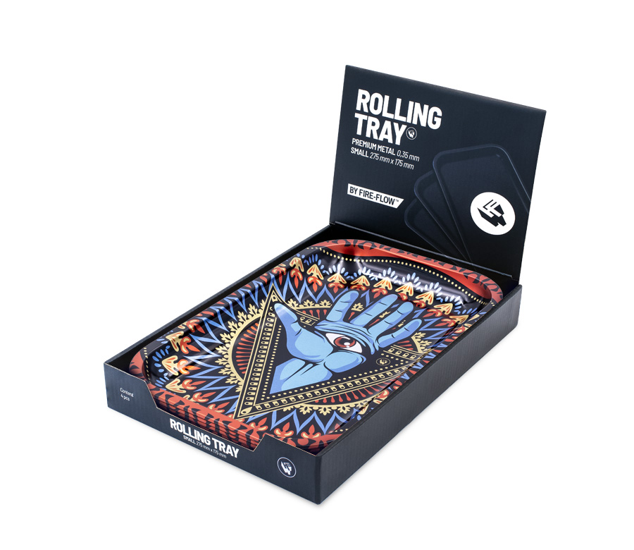 B4 FIRE-FLOW™ Metal Rolling Tray Trippy 3rd Eye (275 mm x 175 mm)