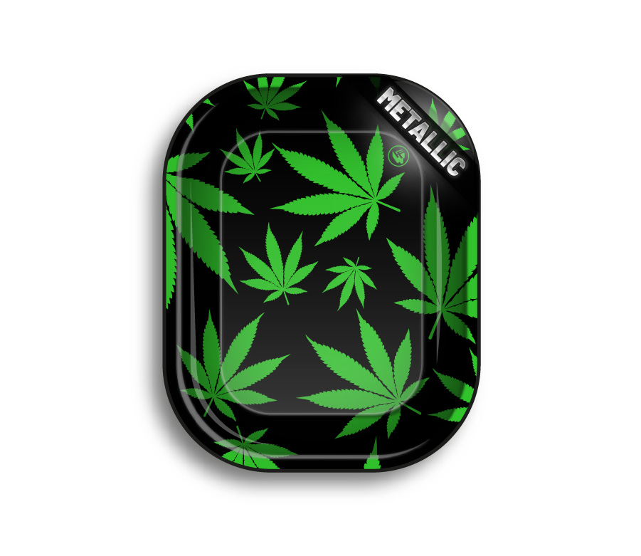 B4 FIRE-FLOW™ Metal Rolling Tray Leaves Green (140 mm x 180 mm)