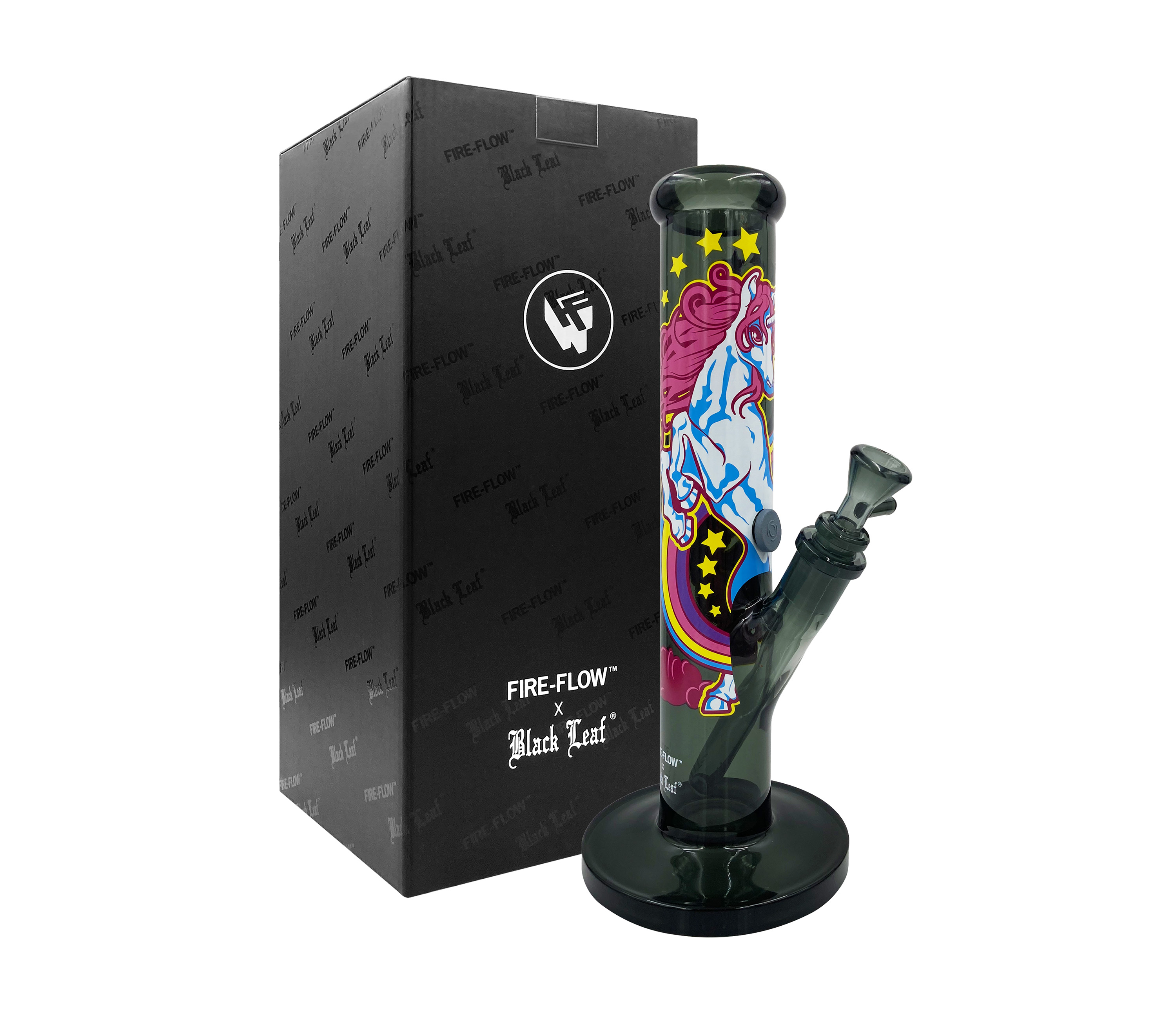 B1 FIRE-FLOW™ x BLACK LEAF® Cylinder Bong UNICORN PINK (300 mm x 50 mm) 