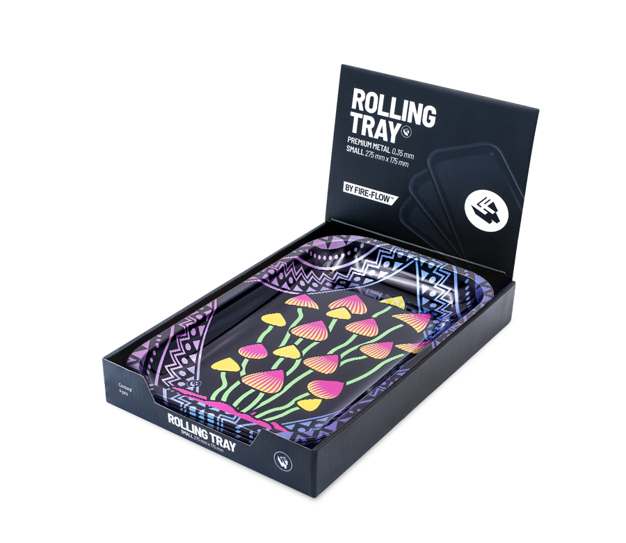 B4 FIRE-FLOW™ Metal Rolling Tray Shrooms 5 2/4 (275 mm x 175 mm)